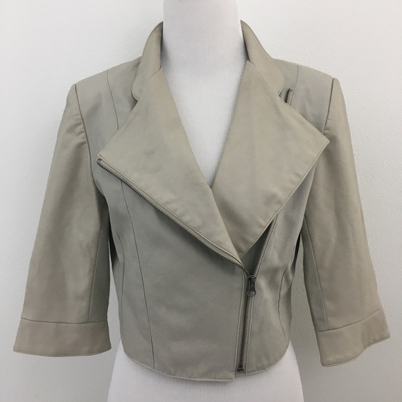 Moto Style Cropped Jacket 3/4 Sleeve - Picture 1 of 11